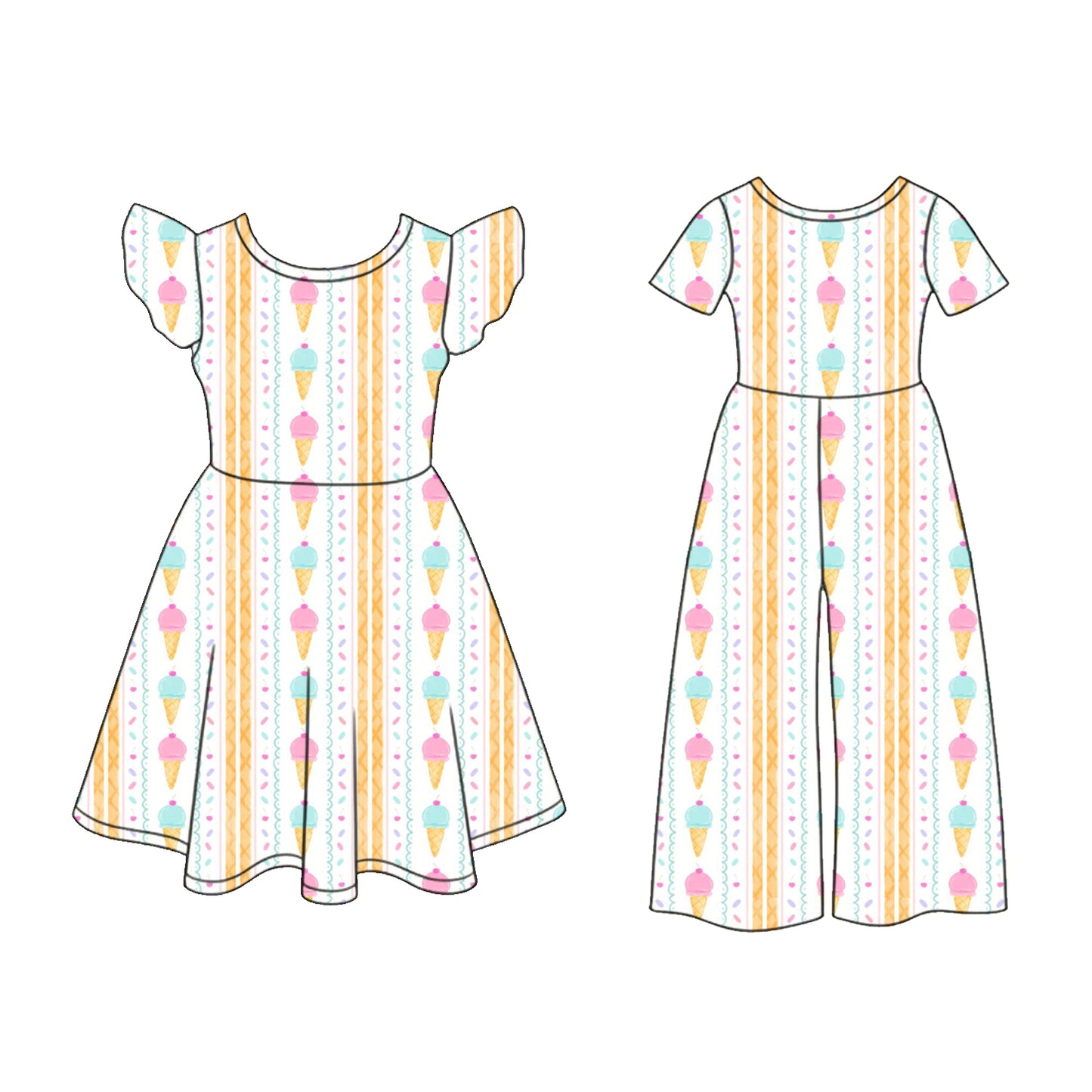 ( Moq 5 Each Style ) Sibling Baby Girls Kids Short Sleeves Dress Jumpsuit Clothes