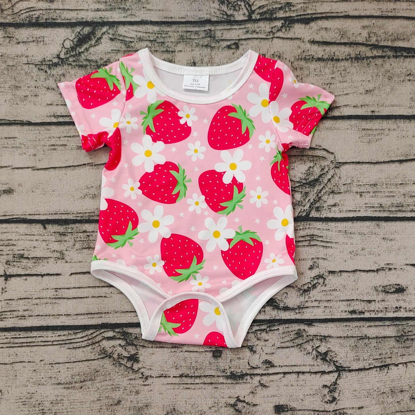 Pre-order Baby Girl Short Sleeves Floral Strawberry Bubble One Piece Romper