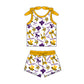 ( Moq 5 each style ) Baby Girl Toddler Team Yellow Purple Bows Sibling Green Dress Set 7.9