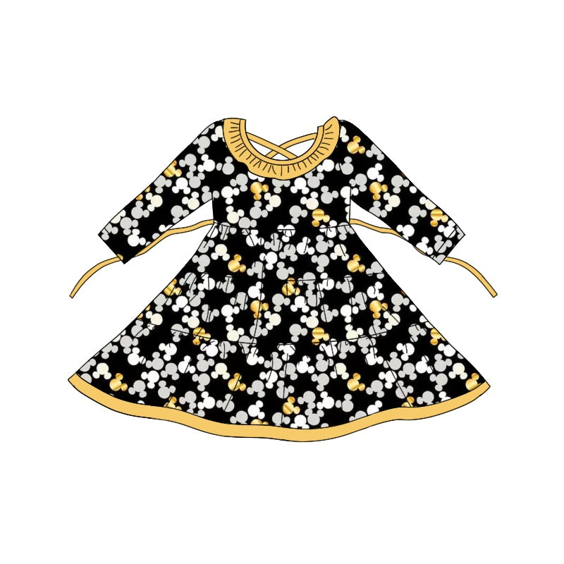 Baby Girl Mouse Ruffle Black Dress