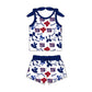 ( Moq 5 each style ) Baby Girl Toddler Team Bows Sibling Navy Romper Dress Set 7.10