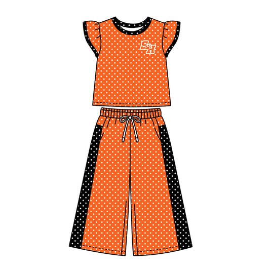 ( Moq 5 ) Baby Girls Kids Short Sleeves Shirt Pants Team Set Clothes