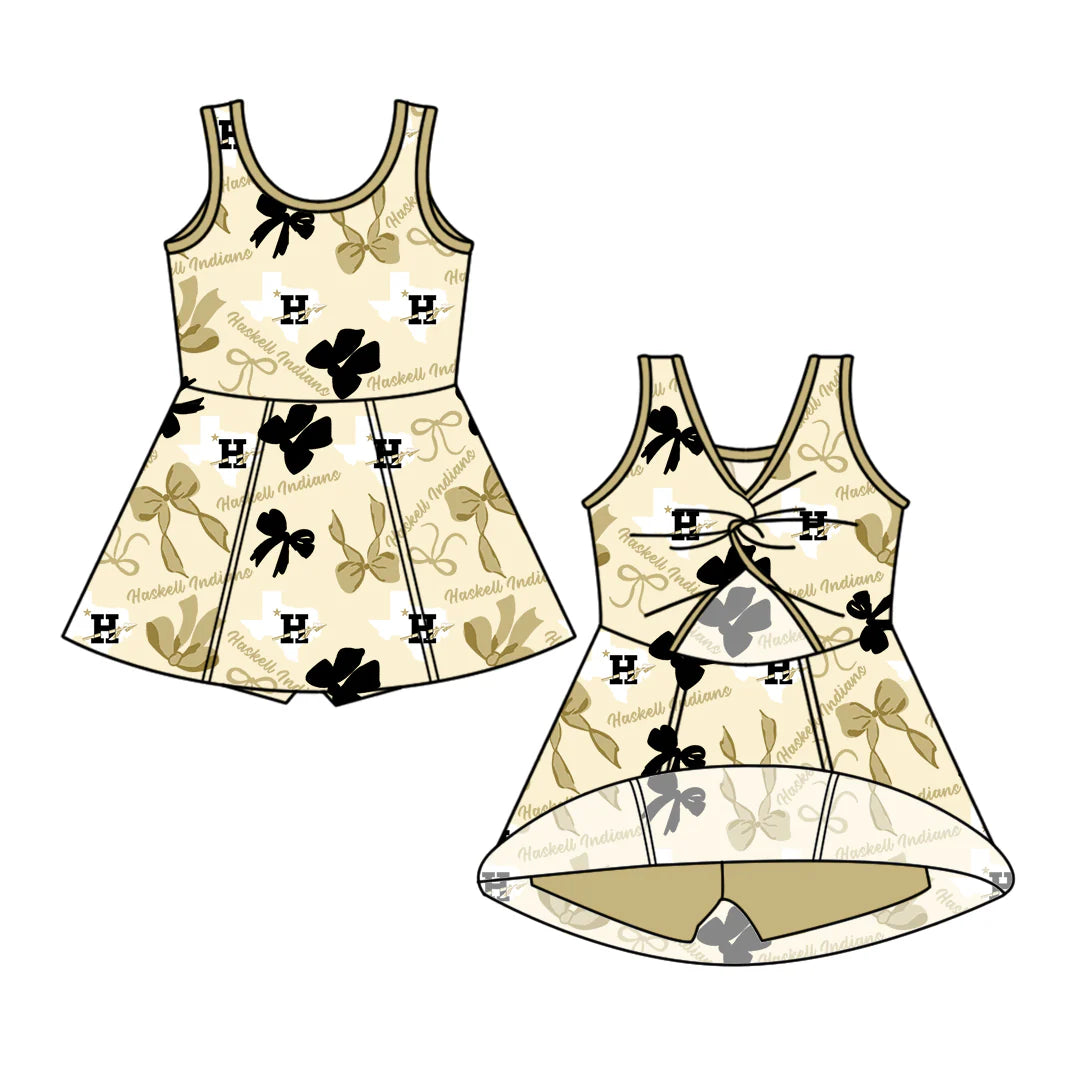 ( Moq 5 each style ) Baby Girl Toddler H Team Bows Sibling Skort Dress Set 6.11