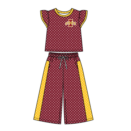 ( Moq 5 ) Baby Girls Kids Short Sleeves Shirt Pants Team Set Clothes
