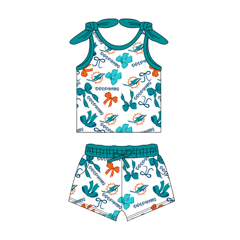 ( Moq 5 each style ) Baby Girl Toddler Team Bows Sibling Green Romper Dress Set 7.12