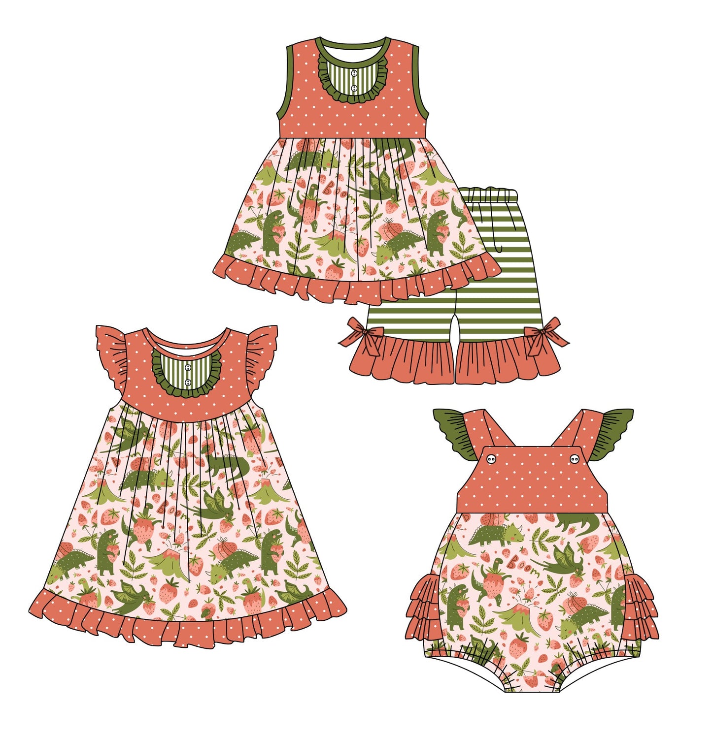 Baby Girl Strawberry Sibling Dress Romper Set ( Moq 5 Each Style ) 1.4