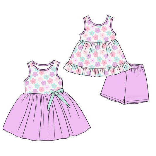 ( Moq 5 Each Style ) Sibling Baby Girls Kids Sleeveless Flower Summer Dress Set Clothes