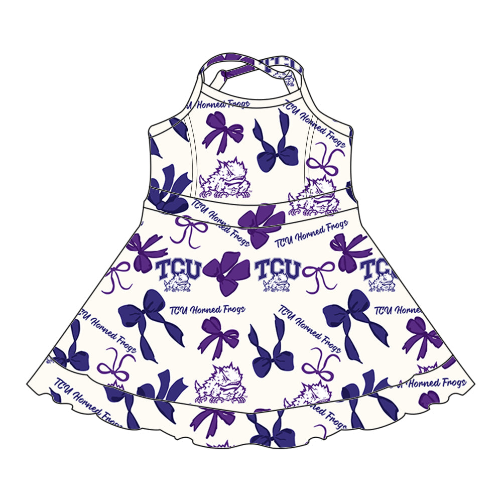 ( Moq 5 each style ) Baby Girl Team Frog Bows Sibling Dress Set 5.23