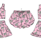 ( Moq 5 Each Style ) Baby Girls Kids Sleeveless Soccer Bows Sibling Shorts Sets Clothes
