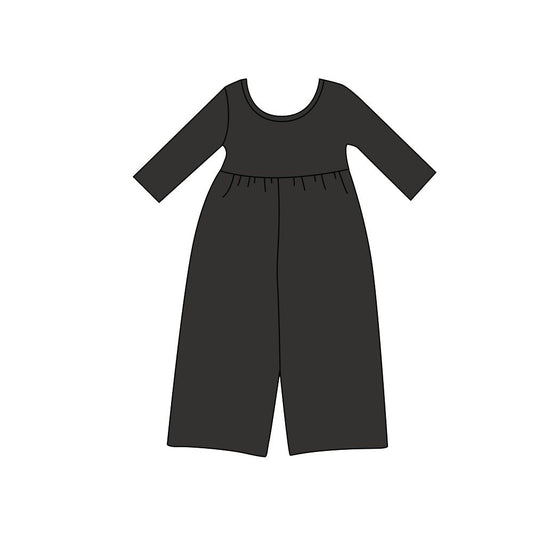 ( Moq 5 ) Preorder Baby Girls Kids Long Sleeves Pants Cotton Jumpsuit Dark Grey Clothes