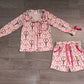 Baby Girls Kids Soldiers Bows Buttons Shirt Pockets Shorts Christmas Pajamas Set Clothes RTS