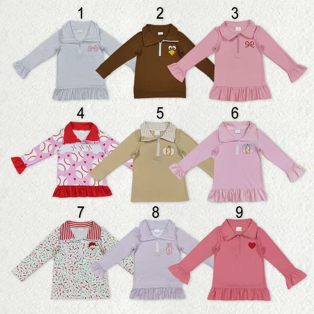 Sibling Baby Boys Girls Long Sleeve Embroidery Zipper Pullovers Shirts Tops RTS