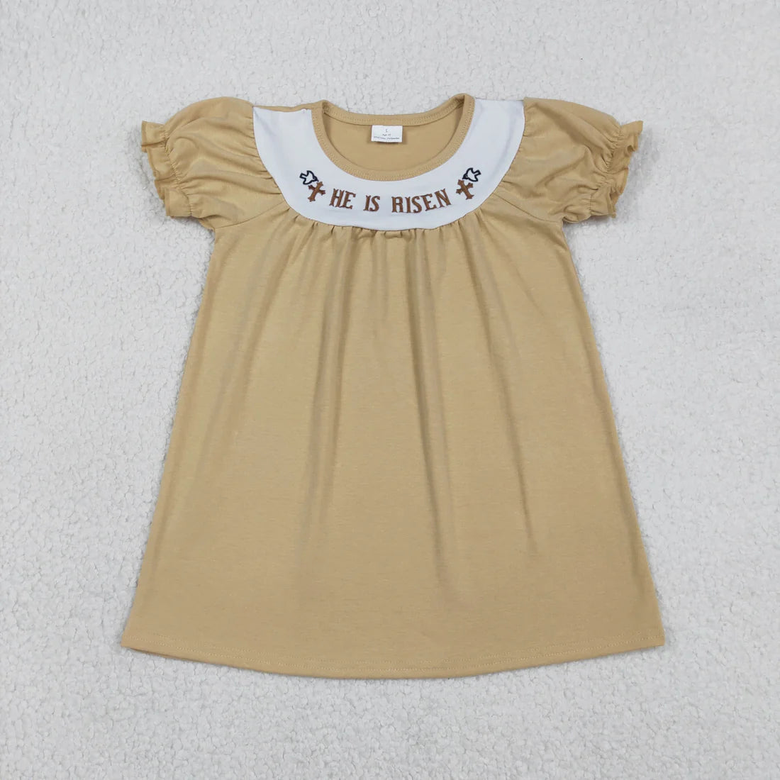 Sibling Baby Boys Girls Embroidery He is Risen Cross Easter Romper Dress Set Clothes RTS