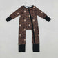Kids Boy Long Sleeves Western Cow Aztec Zipper Footie Pajamas Romper RTS