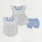Baby Girl Short Sleeves Easter Rabbits Sibling  Romper Clothes Set RTS
