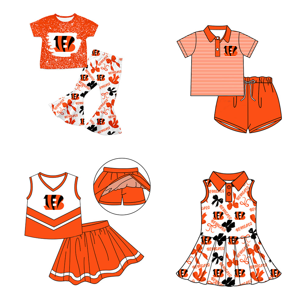 ( Moq 5 each style ) Baby Boy Girl Toddler B Team Bows Sibling Dress Set
