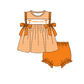 ( Moq 5 ) Baby Girls Toddler Bows Stripes Tops Orange Bummie Shorts Team Set 1.29