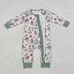 Baby Boy Long Sleeves Christmas Santa Cactus Western Zipper Romper