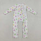 Sibling Baby Girls Kids Mardi Gras Long Sleeves Dots Bows Zipper Romper Pajamas Set RTS