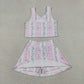 Baby Girl Sleeveless Bows Floral Tops Shorts Skort Yoga Active Wear Set RTS