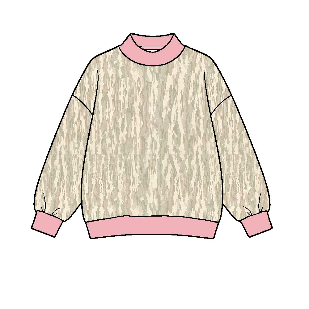 ( Moq 5 ) Preorder Adult Women Long Sleeves Pink Shirt Tops Camo Pullover Yoga Active Clothes