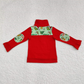 Baby Girls Christmas Green Face Zip Pullovers Tops