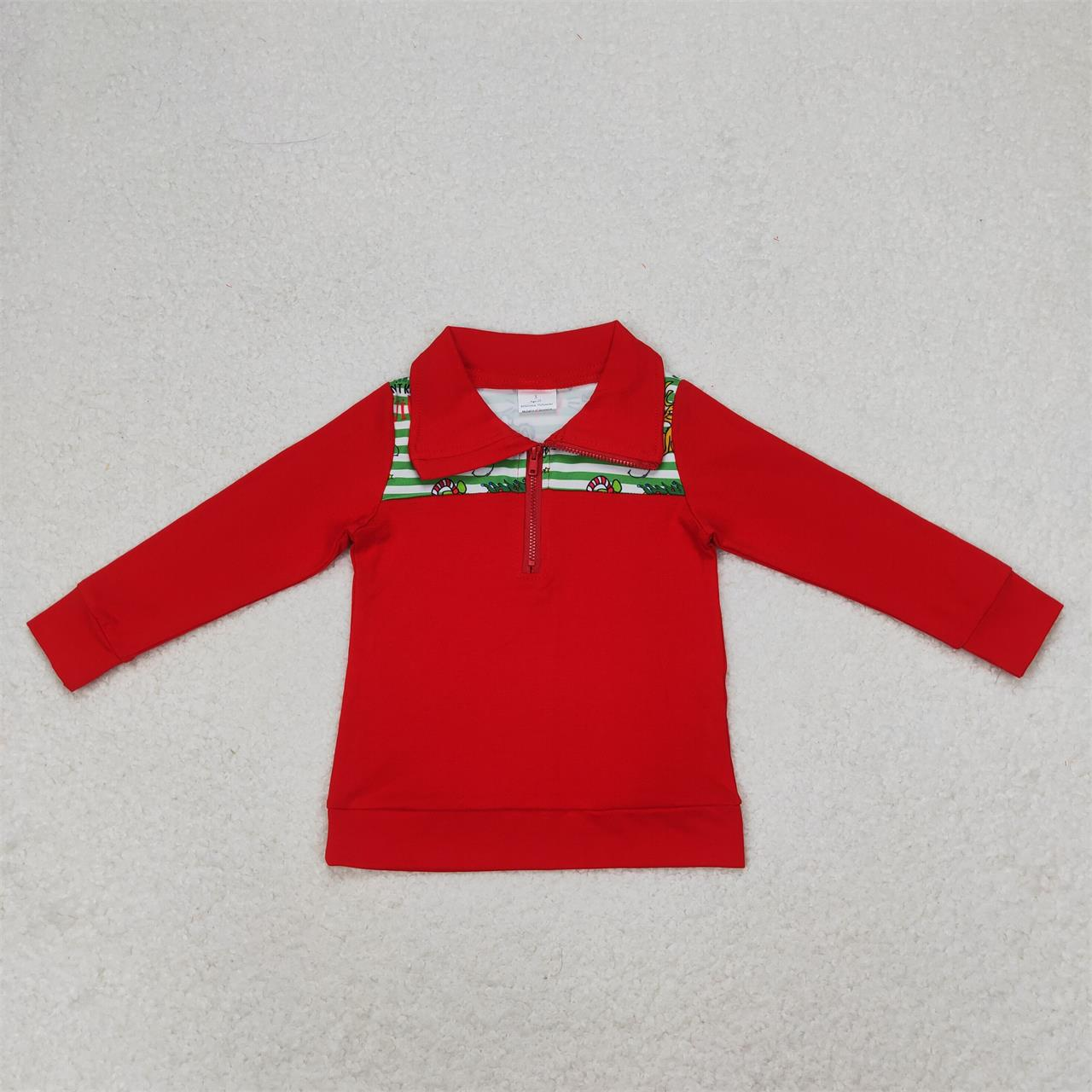 Baby Girls Christmas Green Face Zip Pullovers Tops