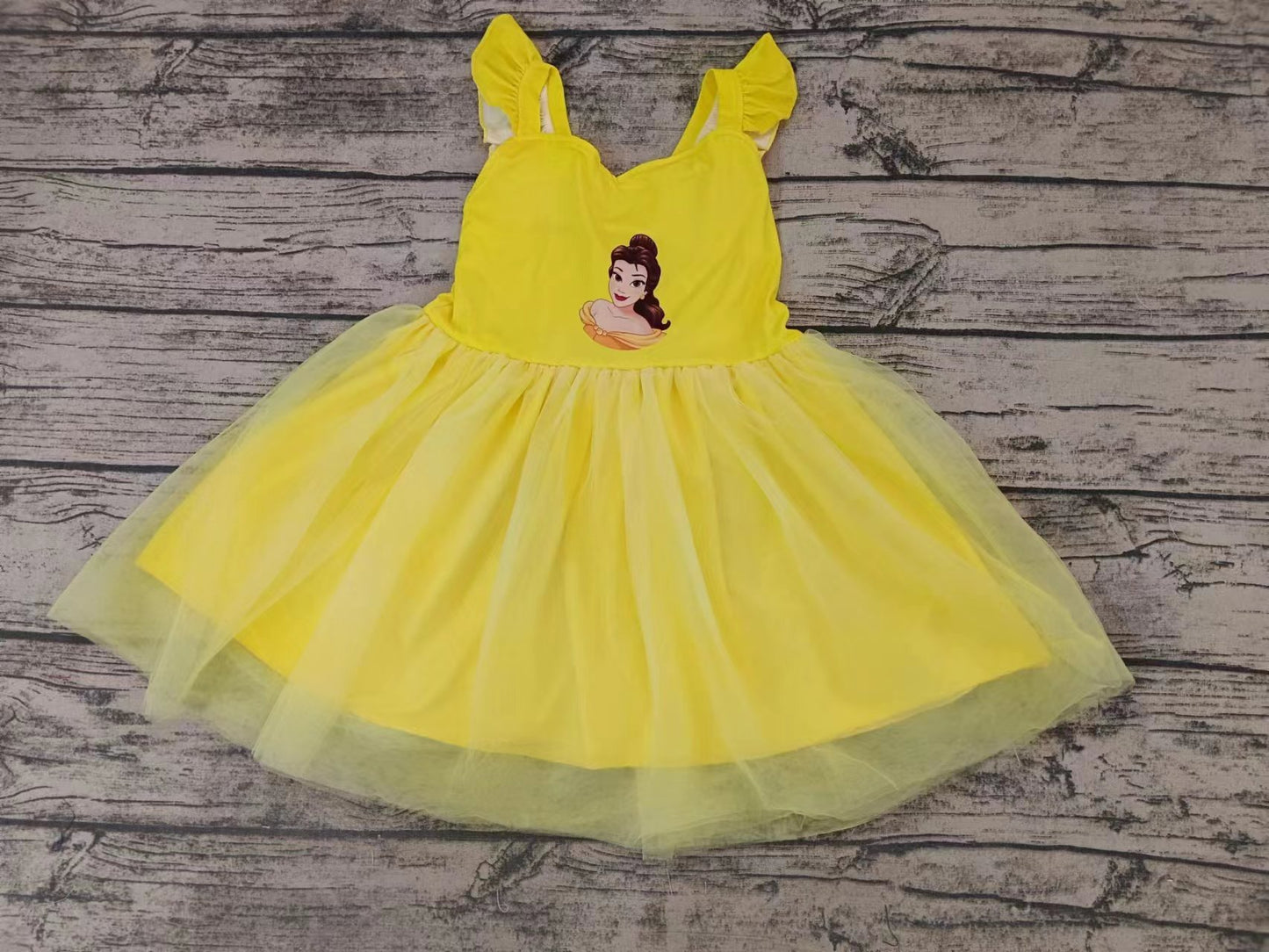 Baby Girl Princess Yellow Short Sleeves Tulle Dress Moq 5