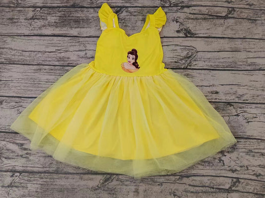 Baby Girl Princess Yellow Short Sleeves Tulle Dress Moq 5