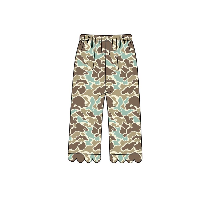 ( Moq 5 ) Baby Girls Kids Camo Scallop Pants Bottoms Clothes