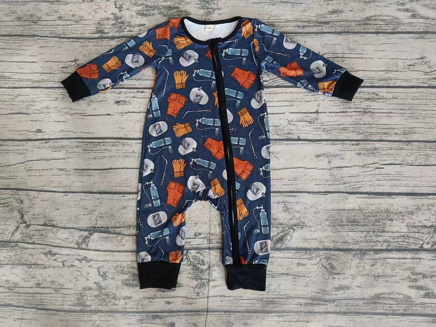 Baby Boy Long Sleeves Zipper Tools Romper