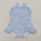 Baby Girl Sleeveless Flower Sibling Blue Sibling Romper Set Clothes RTS
