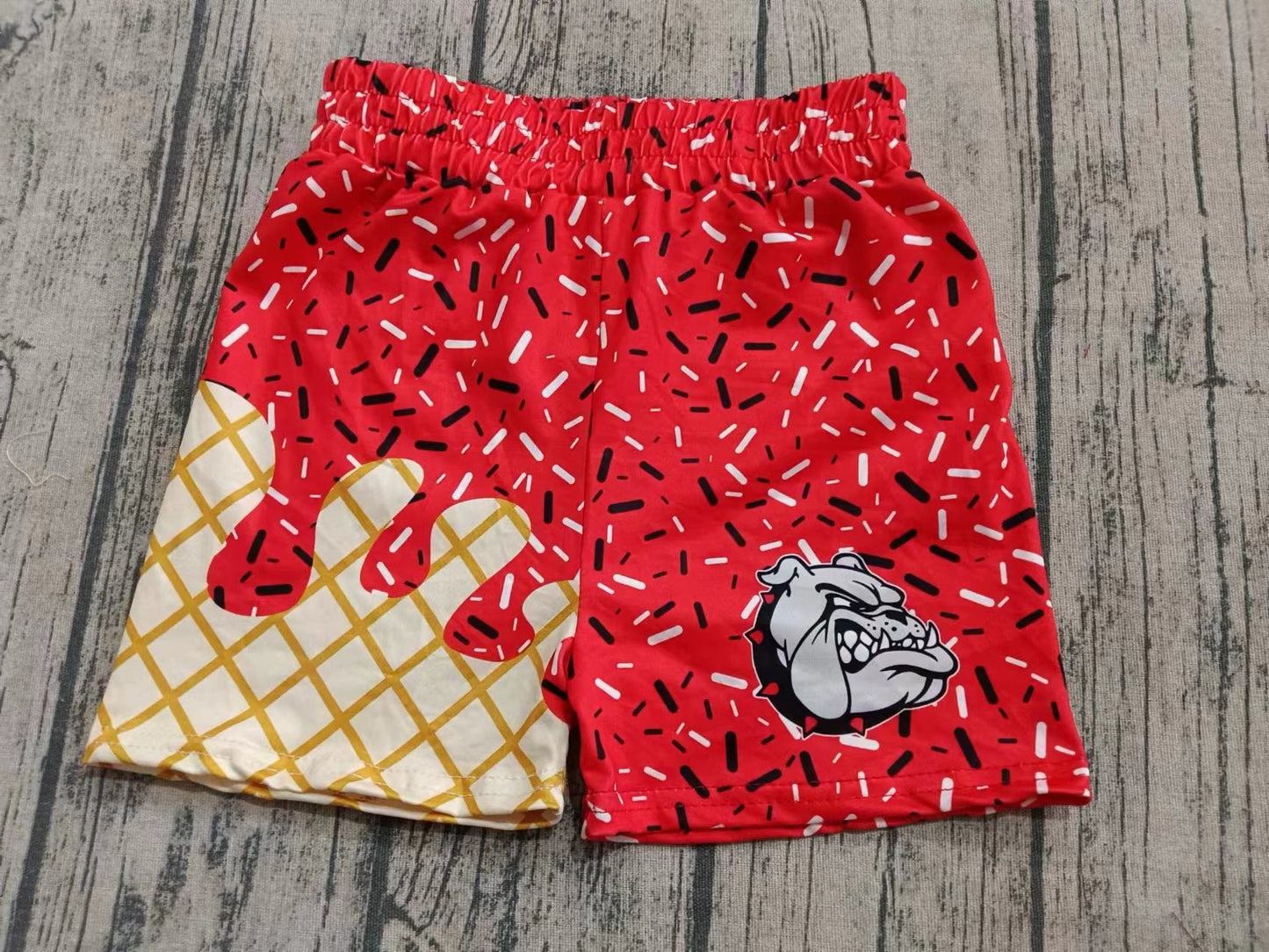 ( Moq 5  ) Baby Boy Summer Red Drips Dog Shorts Team Bottoms