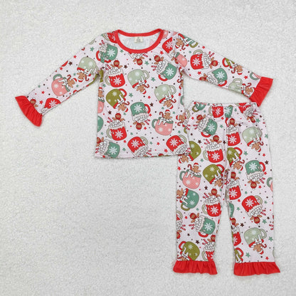 Baby Boy Long Sleeves Christmas Gingerbread Shirt Pants Pajamas Bamboo Set