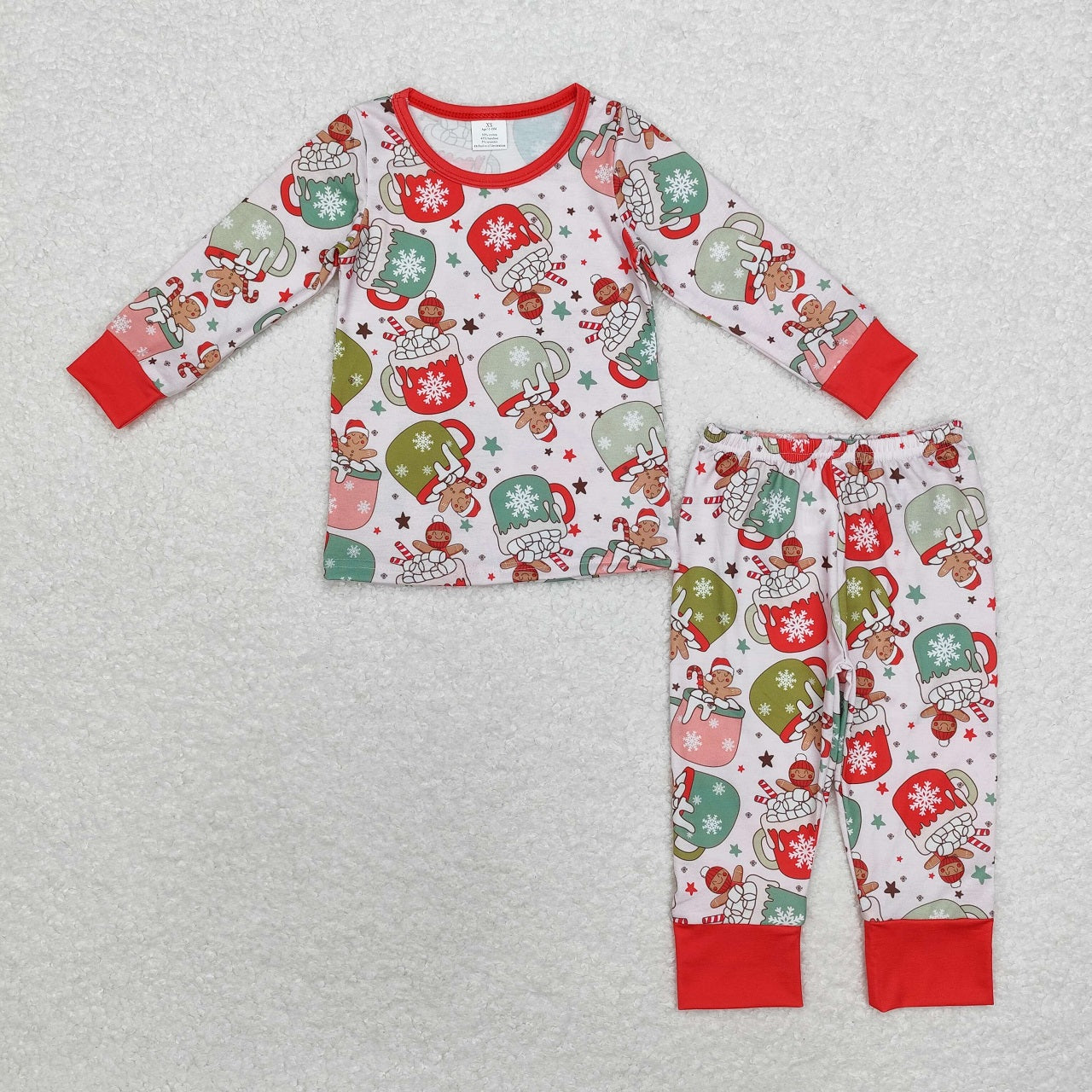 Baby Boy Long Sleeves Christmas Gingerbread Shirt Pants Pajamas Bamboo Set