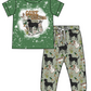 Baby Boy Short Sleeves Ducks Dogs Green Sibling Romper Clothes Set ( Moq 5 Each Design )11.25