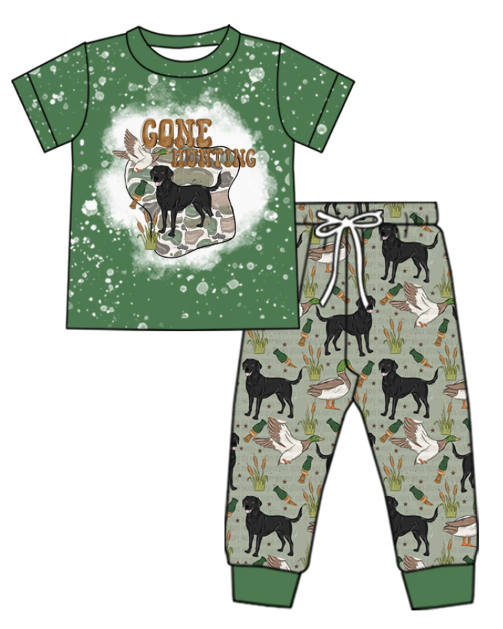 Baby Boy Short Sleeves Ducks Dogs Green Sibling Romper Clothes Set ( Moq 5 Each Design )11.25