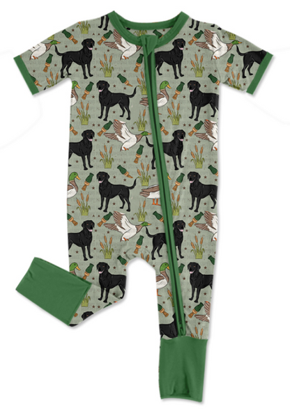 Baby Boy Short Sleeves Ducks Dogs Green Sibling Romper Clothes Set ( Moq 5 Each Design )11.25