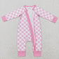 Baby Boy Girl Infant Long Sleeves Checkered Zipper Romper Sibling Clothes