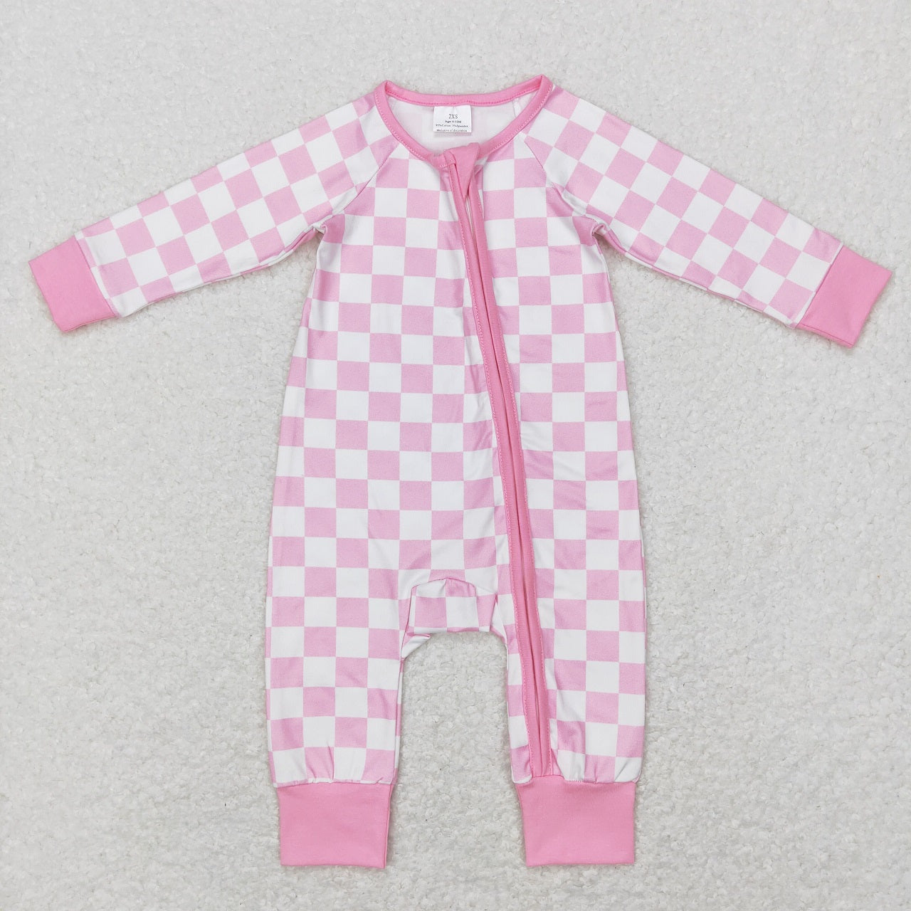 Baby Boy Girl Infant Long Sleeves Checkered Zipper Romper Sibling Clothes