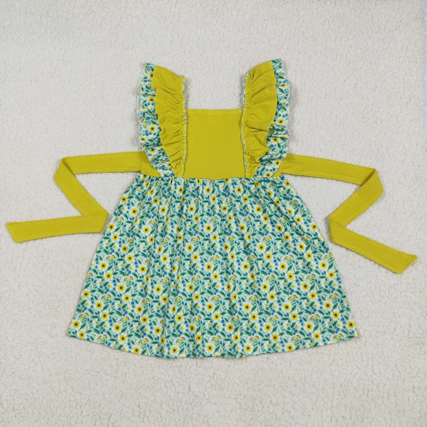 Promotion Baby Girl Short Sleeves Flower Ruffle Dress RTS