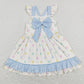 Baby Girl Blue Bows Easter Eggs Sibling Romper Dress Clothes Set