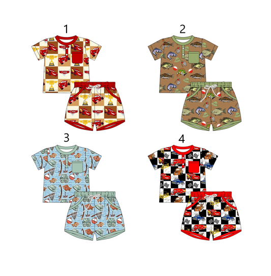 Baby Boy Short Sleeves Car Fishing Sibling Set ( Moq 5 Each Style ) 2.11