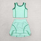 Baby Girl Green Sleeveless Vest Tops Shorts Skirt Skort Yoga Active Set RTS