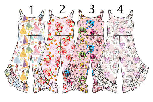 Baby Girl Straps Princess Bows Cats Sibling Jumpsuit ( Moq 5 Each Style ) 3.4