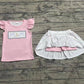 Baby Girl Short Sleeves Flower Bows Pink Shirt Skirt Shorts Skort Clothes Set RTS