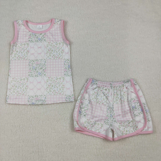 Baby Girls Kids Sleeveless Floral Bows Tops Shorts Summer Clothes Set RTS