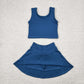 Round 2 Baby Girl Sleeveless Colorful Vest Tops Tennis Sports Skorts Yoga Clothes Set RTS