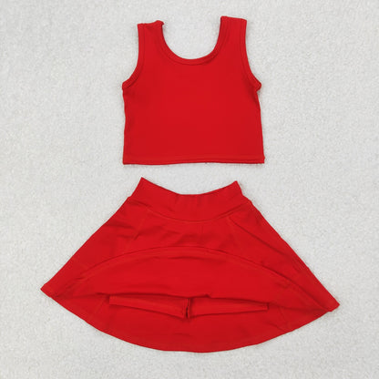 Round 2 Baby Girl Sleeveless Colorful Vest Tops Tennis Sports Skorts Yoga Clothes Set RTS