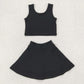 Round 2 Baby Girl Sleeveless Colorful Vest Tops Tennis Sports Skorts Yoga Clothes Set RTS